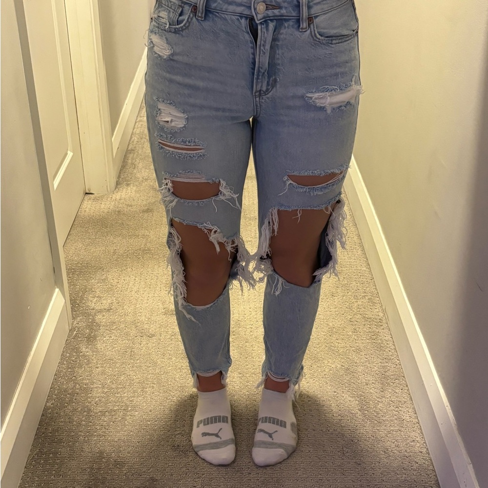 American Eagle Outfitters Ripped Light Blue Skinny Jeans